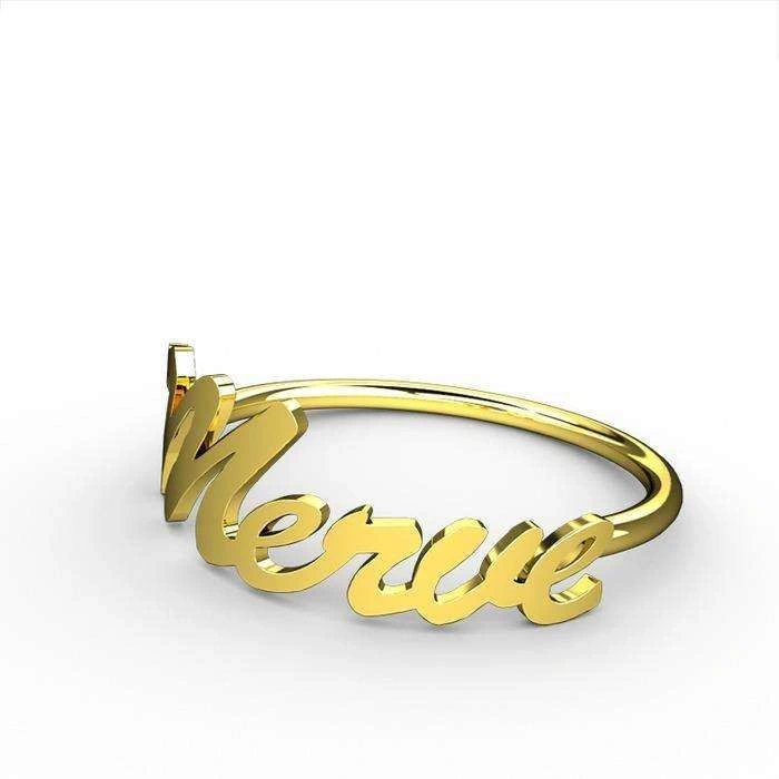 Gümüş İsim Yüzük - Altın