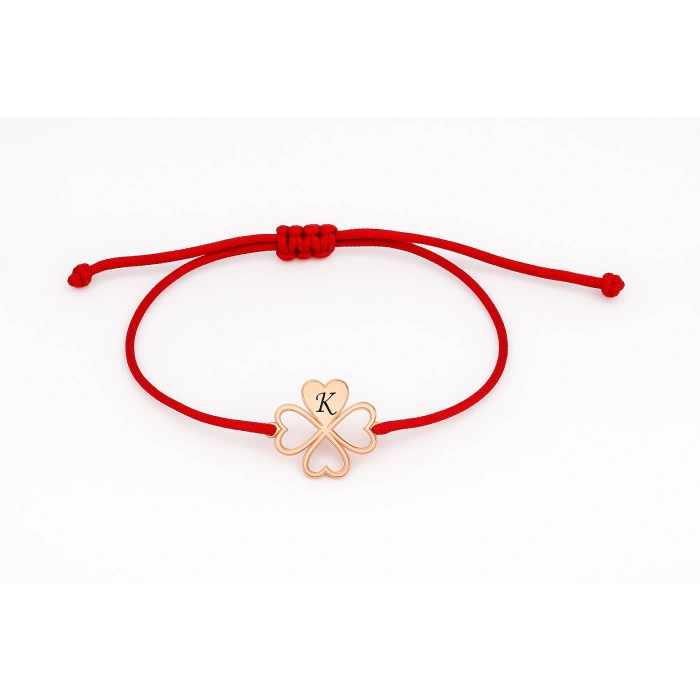 İçi boş Kalpli Yonca Gümüş Bileklik - Rose