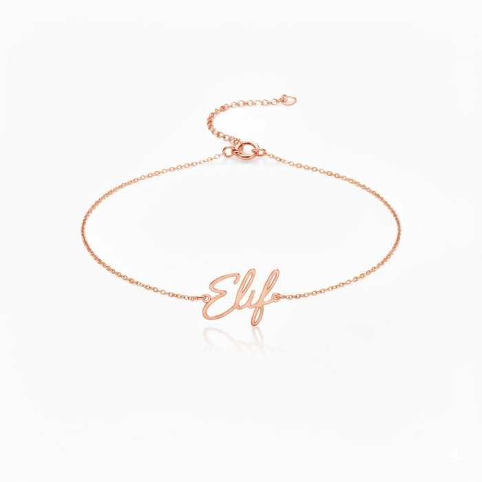 İmza Gümüş Halhal 925 Ayar - Rose