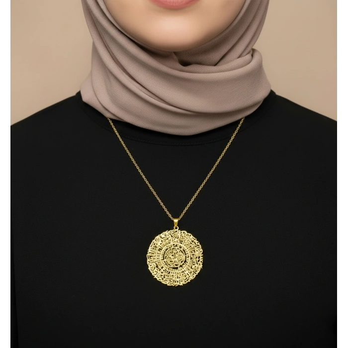 İnşirah Suresi Gümüş Kolye - Altın