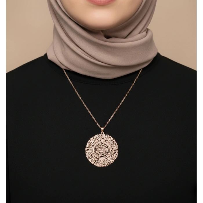 İnşirah Suresi Gümüş Kolye - Rose