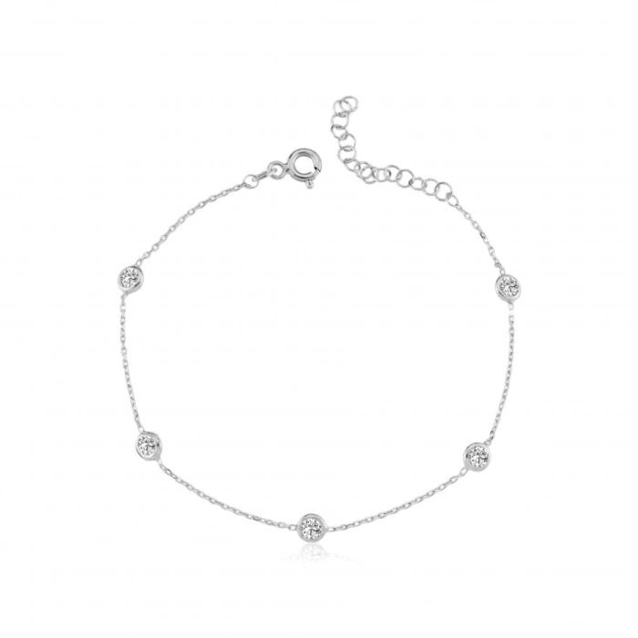 Işıltılı Tutkular Tekli Rose Renk Gümüş Bileklik - Gümüş