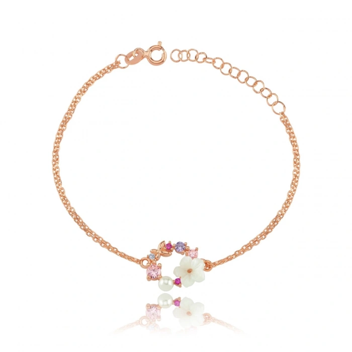 İtalyan TaAltınm Soft Çiçekler Flowers Gümüş Bileklik - Rose