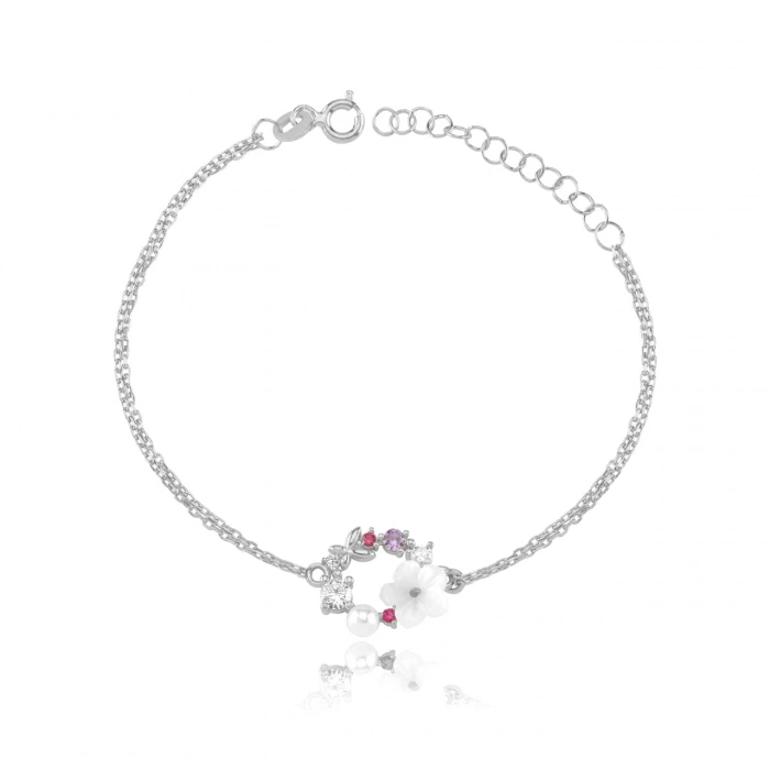 İtalyan TaAltınm Soft Çiçekler Flowers Gümüş Bileklik - Gümüş