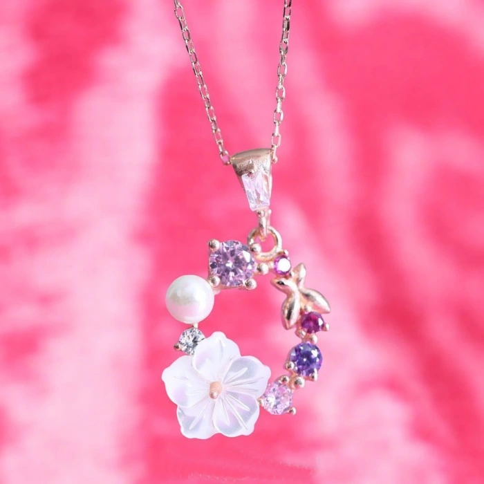 İtalyan TaAltınm Soft Çiçekler Flowers Gümüş Kolye - Rose