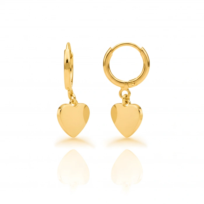 Kalp Gümüş Küpe - Altın