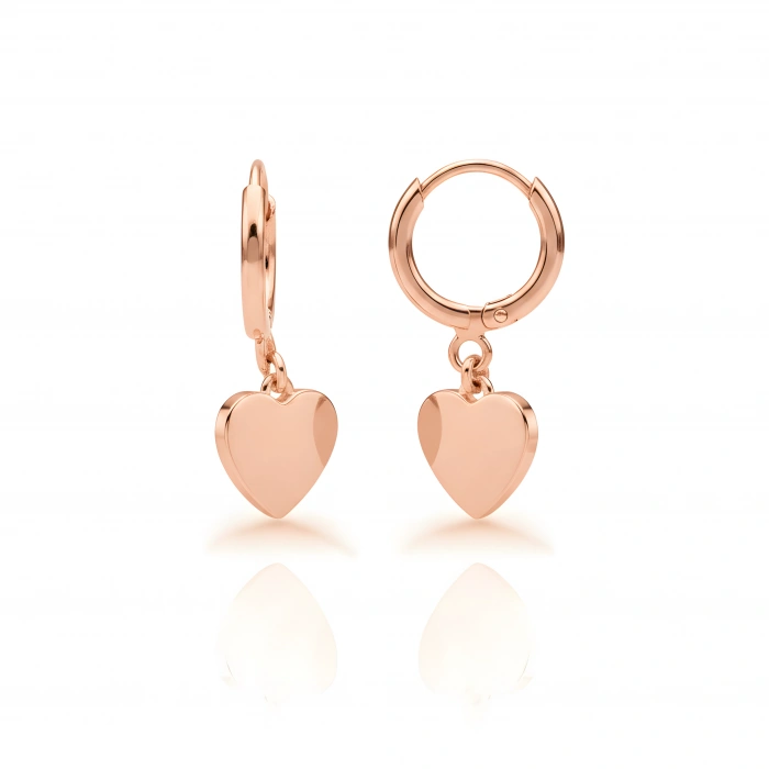 Kalp Gümüş Küpe - Rose