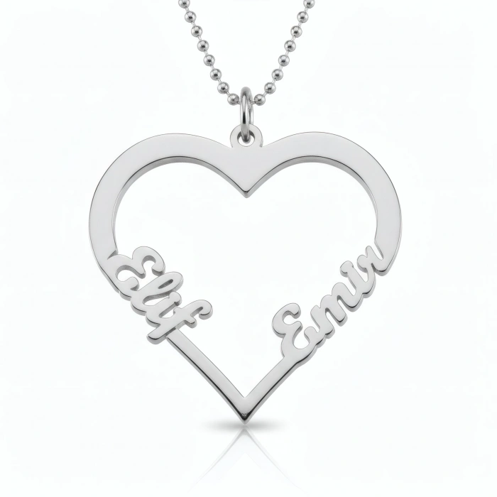 Kalp İsimli Gümüş Kolye - Gümüş