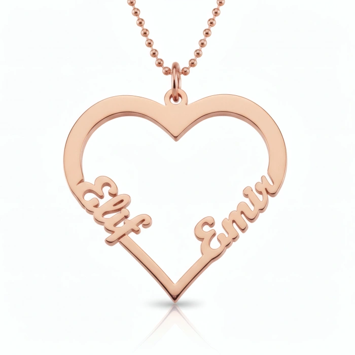 Kalp İsimli Gümüş Kolye - Rose