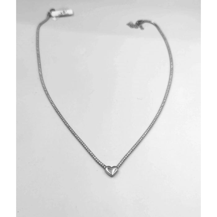 Kalp Suyolu Taşlı Gümüş Kolye - Gümüş