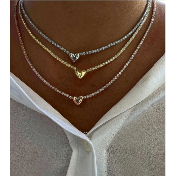 Kalp Suyolu Taşlı Gümüş Kolye - Gümüş