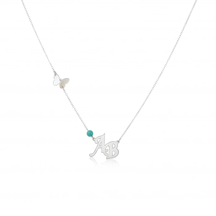 Kelebekli Çapraz Harf Kolye-Gümüş