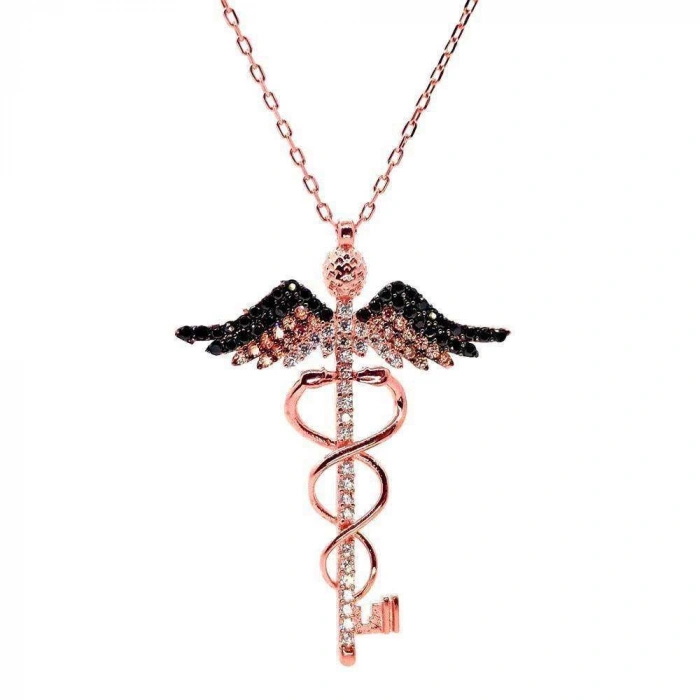 Melek Kanadı Kadüse Gümüş Kolye - Rose