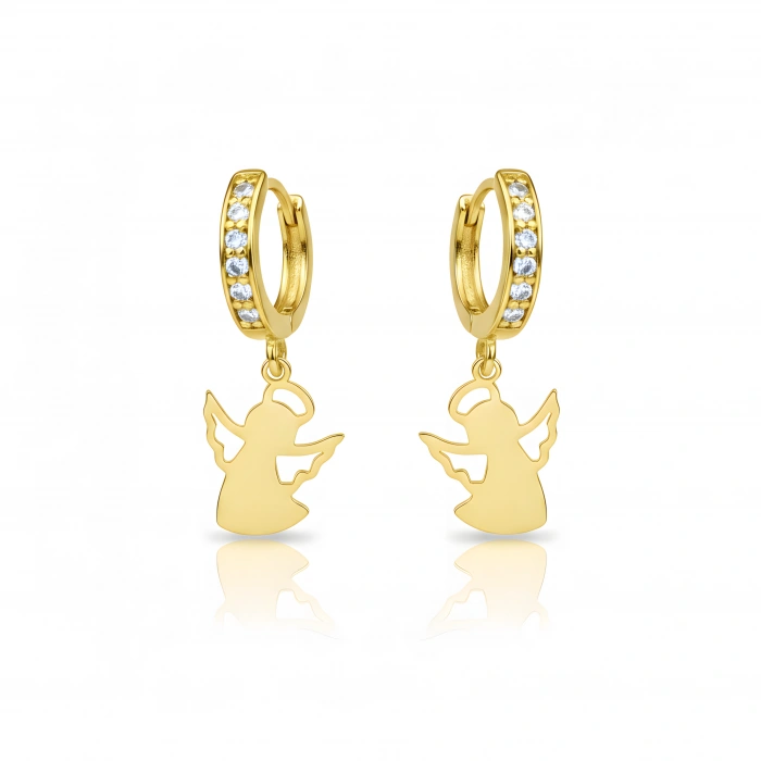 Melek Küpe Taşlı Sallantılı - Altın