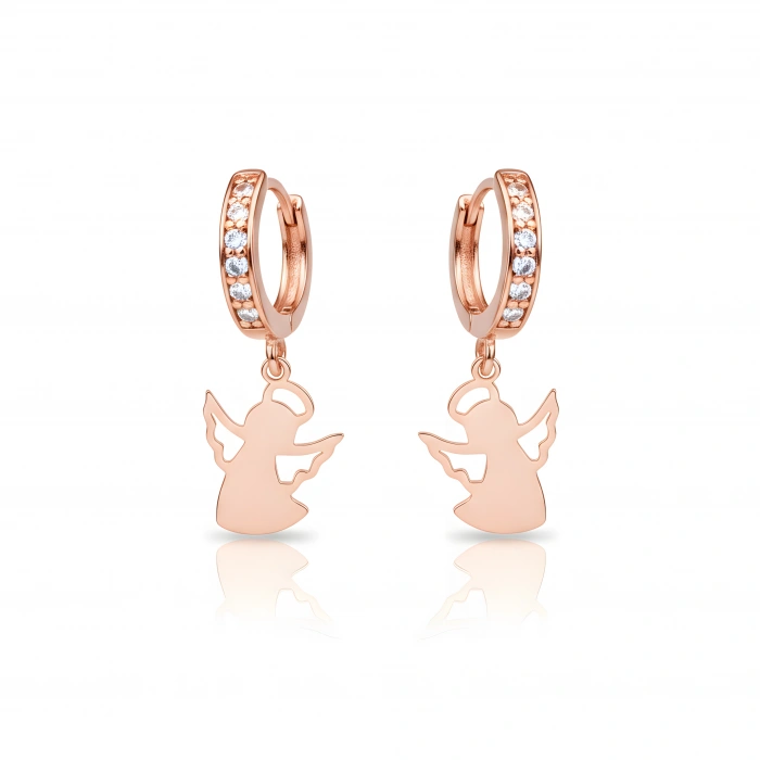 Melek Küpe Taşlı Sallantılı - Rose