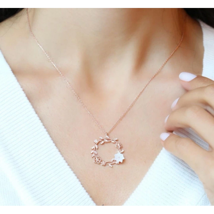 Mevsim Serenatı Flowers Gümüş Kolye - Rose