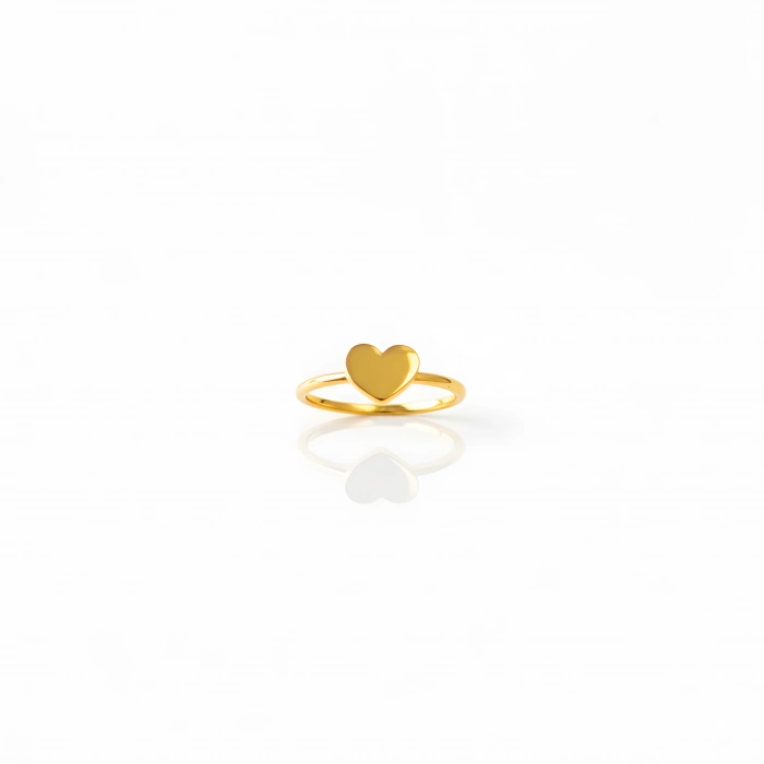 Minik Kalp Gümüş Yüzük - Altın