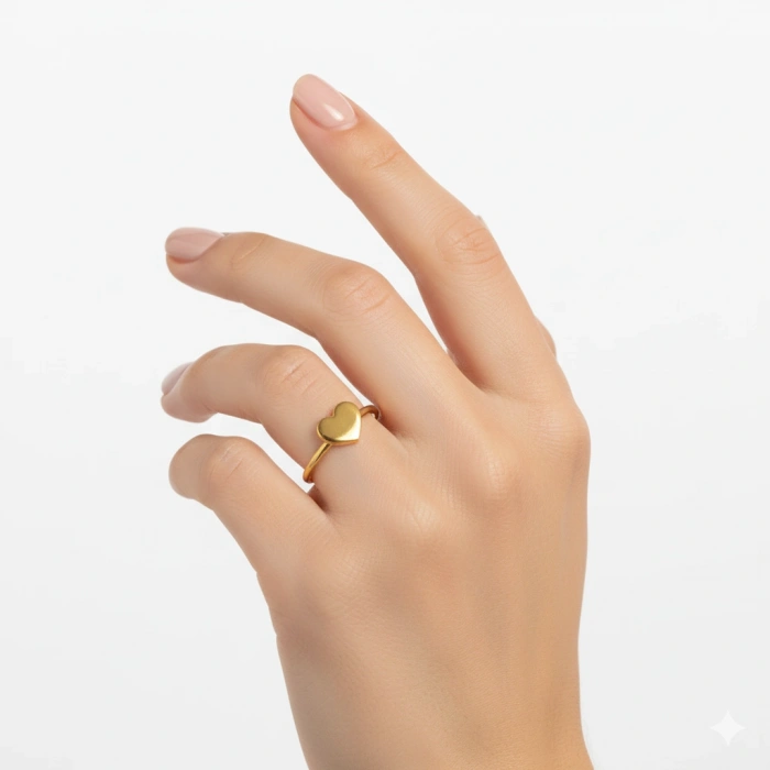 Minik Kalp Gümüş Yüzük - Rose