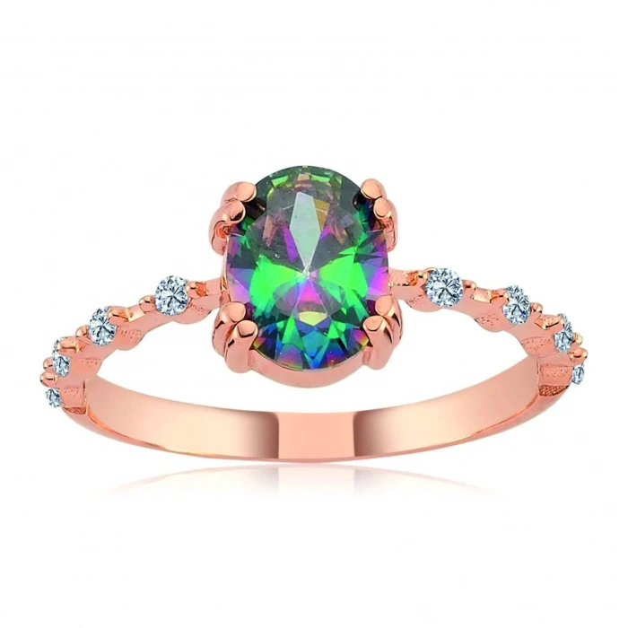 Mistik Topaz İhtişamı Gümüş Yüzük - Altın