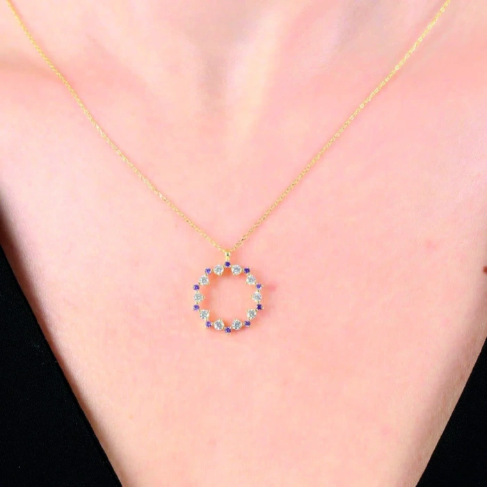 Pırlanta Montür Ametist Büyüsü Gümüş Kolye - Gümüş