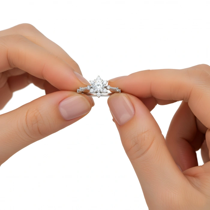 Pırlanta Montür Aşk Güneşi Gümüş Yüzük - Rose