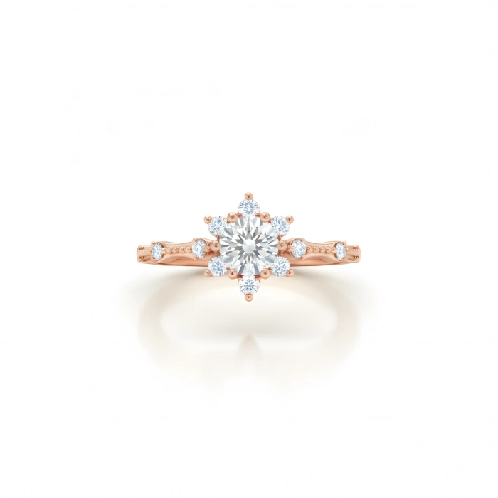 Pırlanta Montür Aşk Güneşi Gümüş Yüzük - Rose