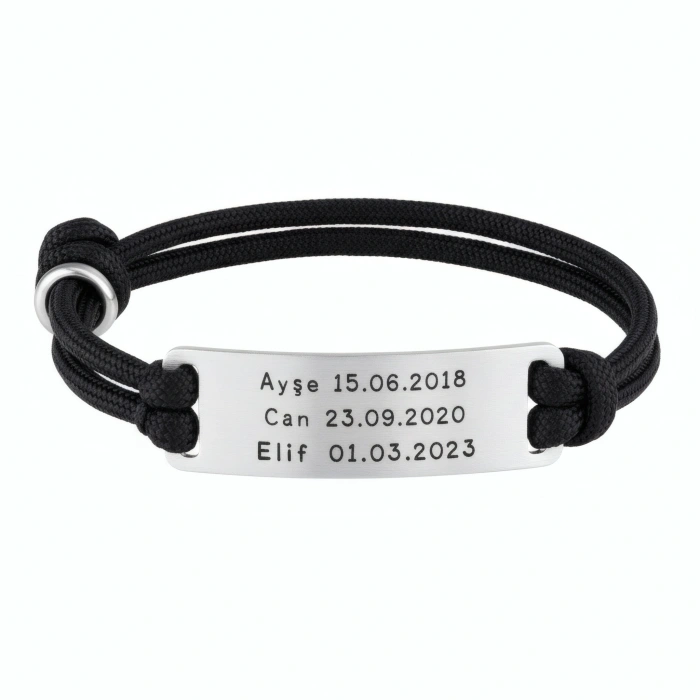 Plaka İsimli Gümüş İpli Bileklik - Gümüş