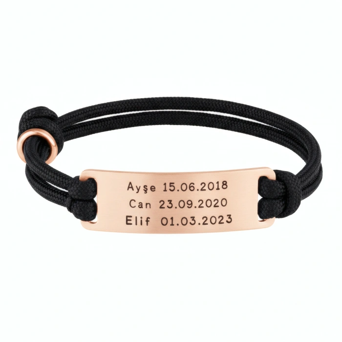 Plaka İsimli Gümüş İpli Bileklik - Rose