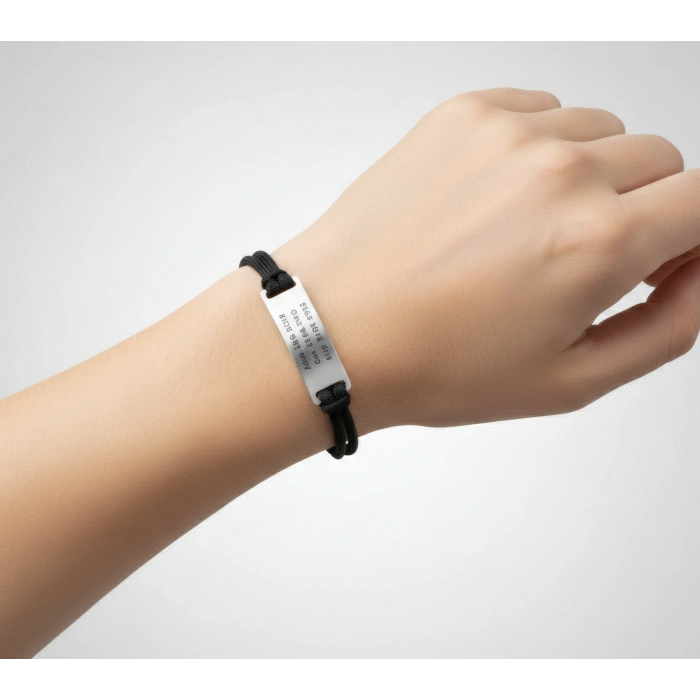 Plaka İsimli Gümüş İpli Bileklik - Rose