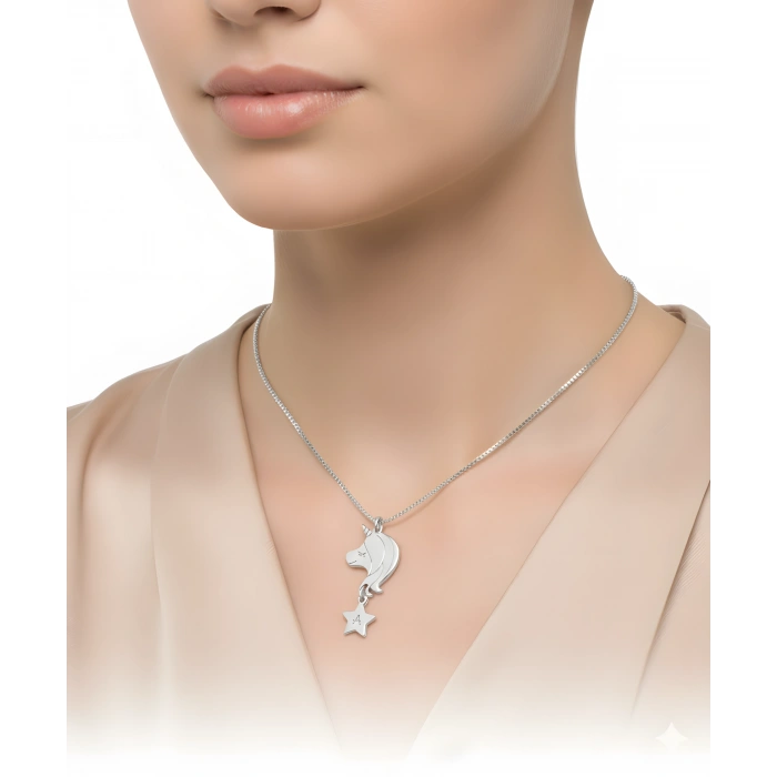 Ponny Harfli Gümüş Kolye - Gümüş