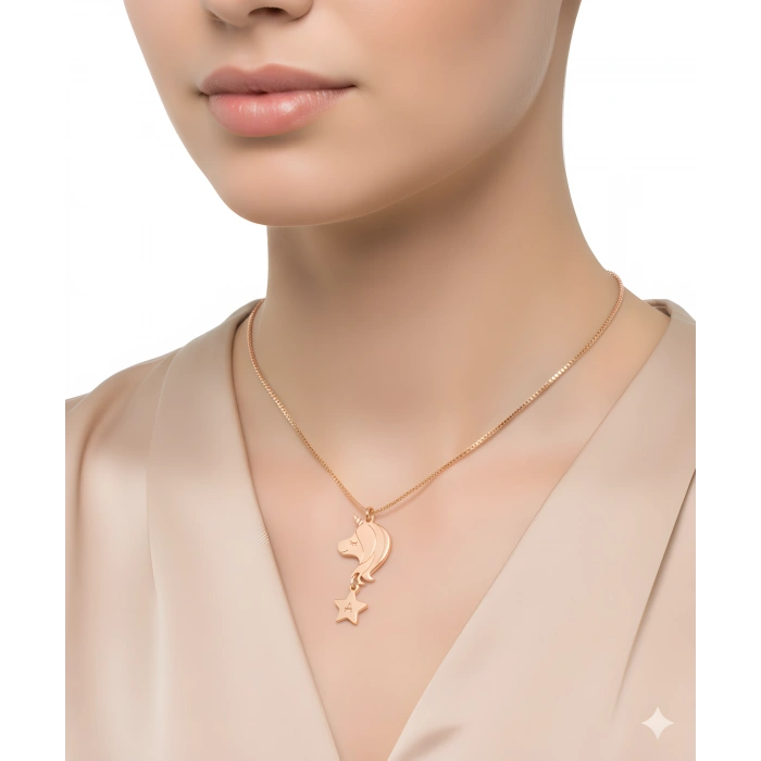 Ponny Harfli Gümüş Kolye - Rose