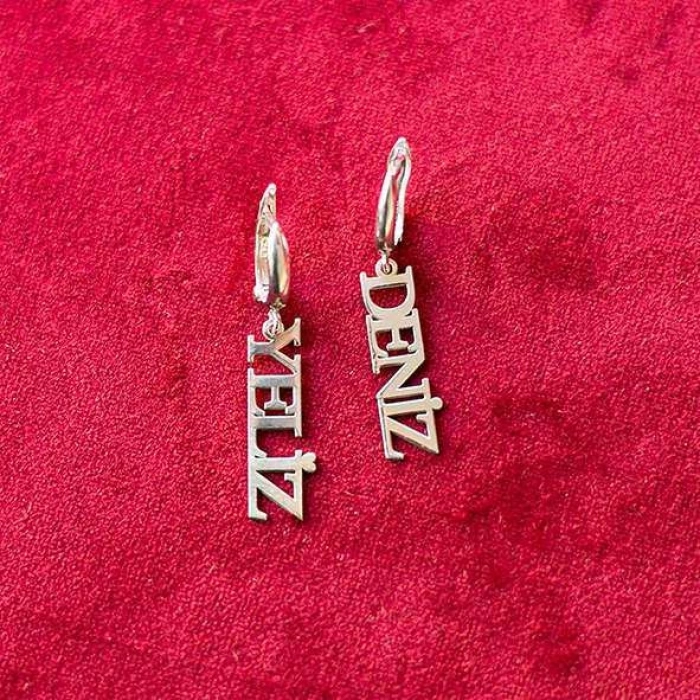 Sallantılı İsim Küpe - Gümüş