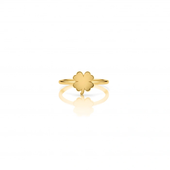 Şans Yoncası Gümüş Yüzük - Altın