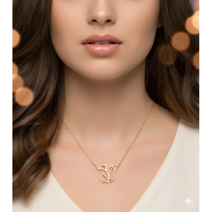 Sincap Origami Gümüş Kolye - Altın