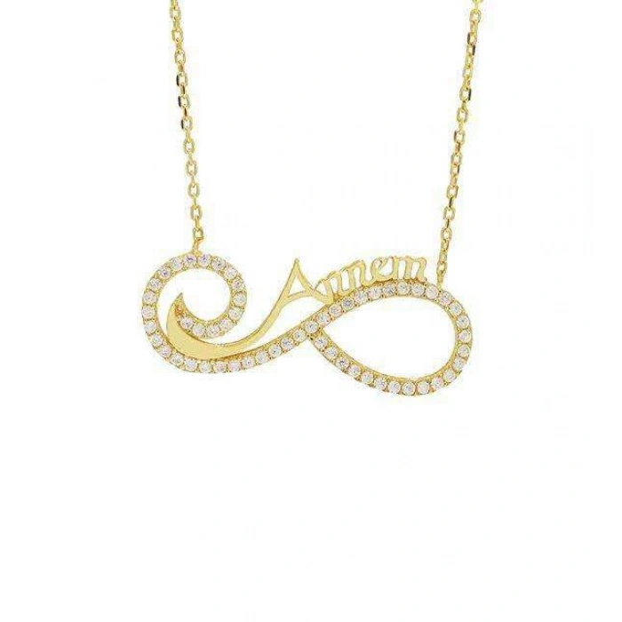 Sonsuzluk Annem Gümüş Kolye - Altın