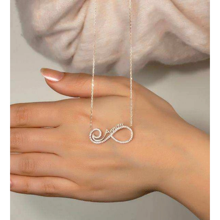 Sonsuzluk Annem Gümüş Kolye - Altın