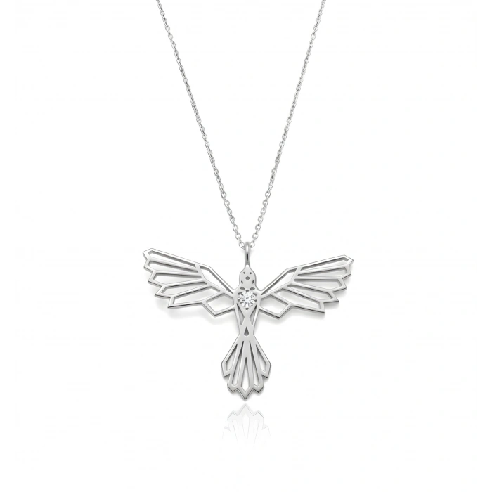 Tasarım Anka Kuşu Gümüş Kolye - Gümüş