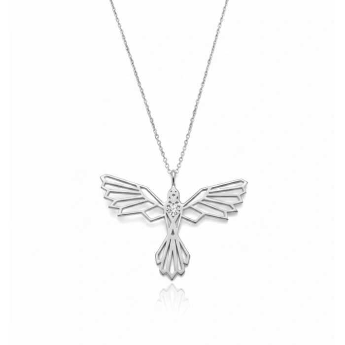 Tasarım Anka Kuşu Gümüş Kolye - Gümüş