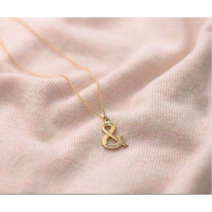 Taşlı Ve İşareti İsimli Gümüş Kolye - Altın