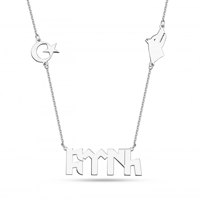 Türk Yazılı Gümüş Kolye - Gümüş