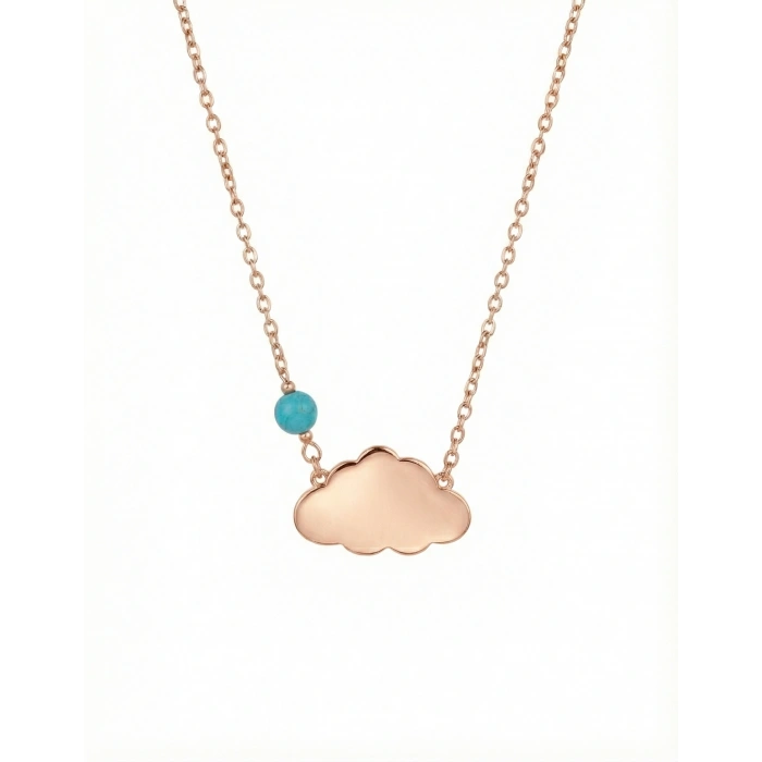 Turkuaz Taşlı Zarif Bulut Gümüş Kolye - Rose