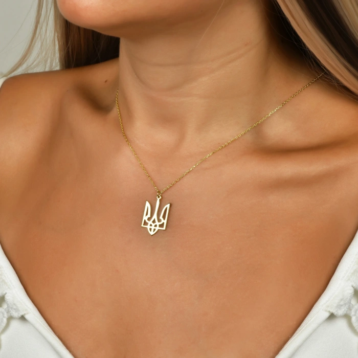 Ukrayna Ulusal Sembolü Gümüş Kolye - Altın