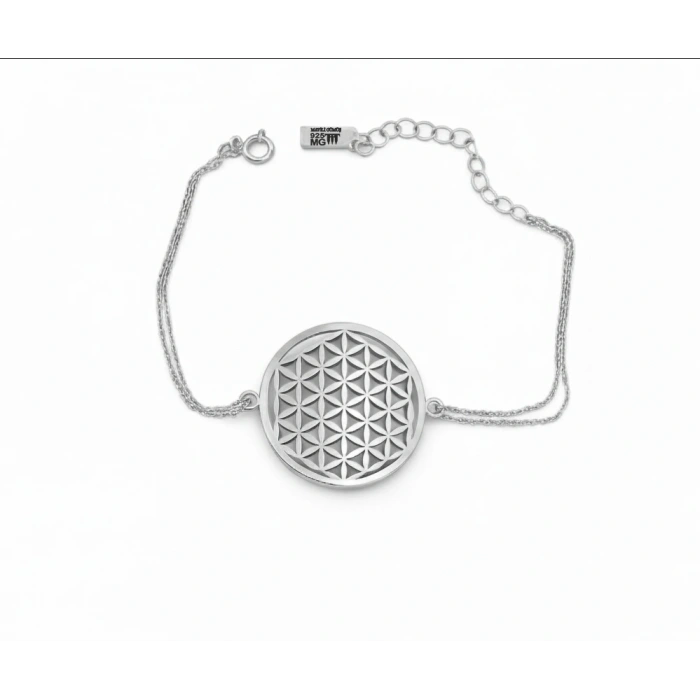 Yaşam Çiçeği Gümüş Bileklik - Gümüş