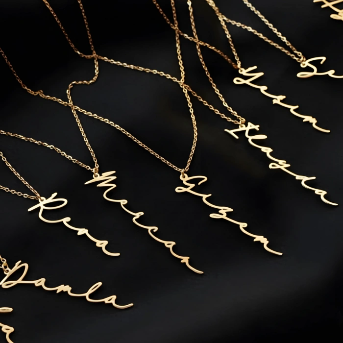 Yeni Trend Dikey Imza 925 Ayar Gümüş Kolye - Gümüş