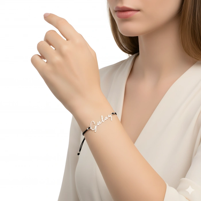 Yeni Trend Gümüş İsim Bileklik - Altın