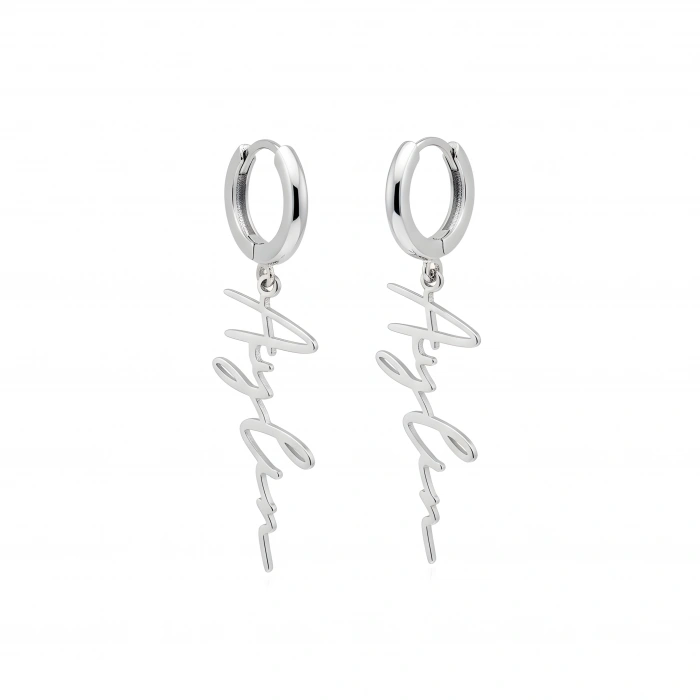 Yeni Trend İmza İsim Küpe - Gümüş