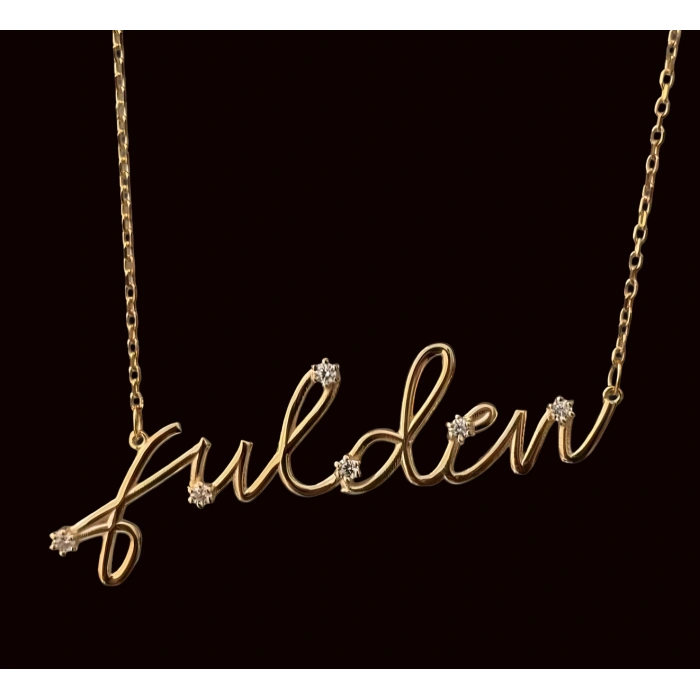 Yeni Trend Taşlı Gümüş İsim Kolye