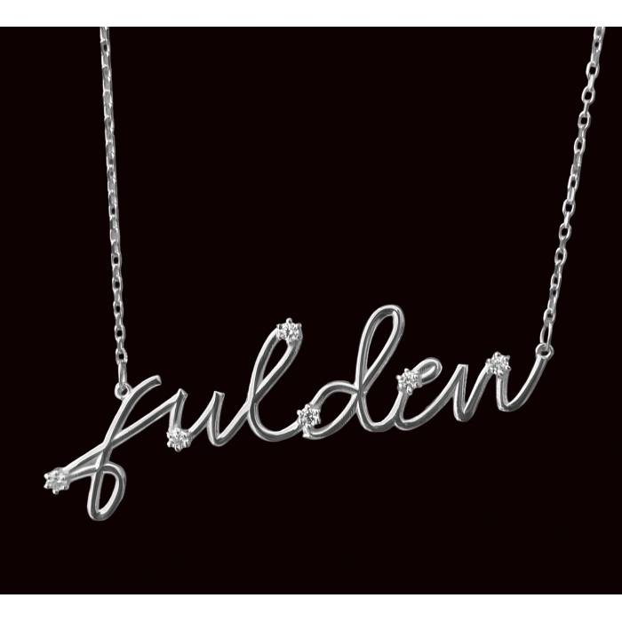 Yeni Trend Taşlı Gümüş İsim Kolye