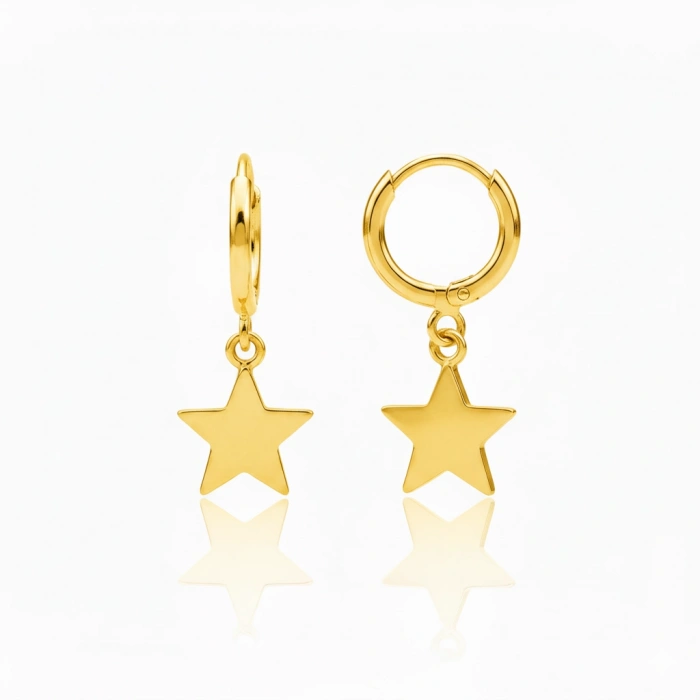 Yıldız Gümüş Küpe - Altın