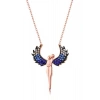 925 Ayar Gümüş Renkli Taşlı Melek Sevgili Kolye - Rose